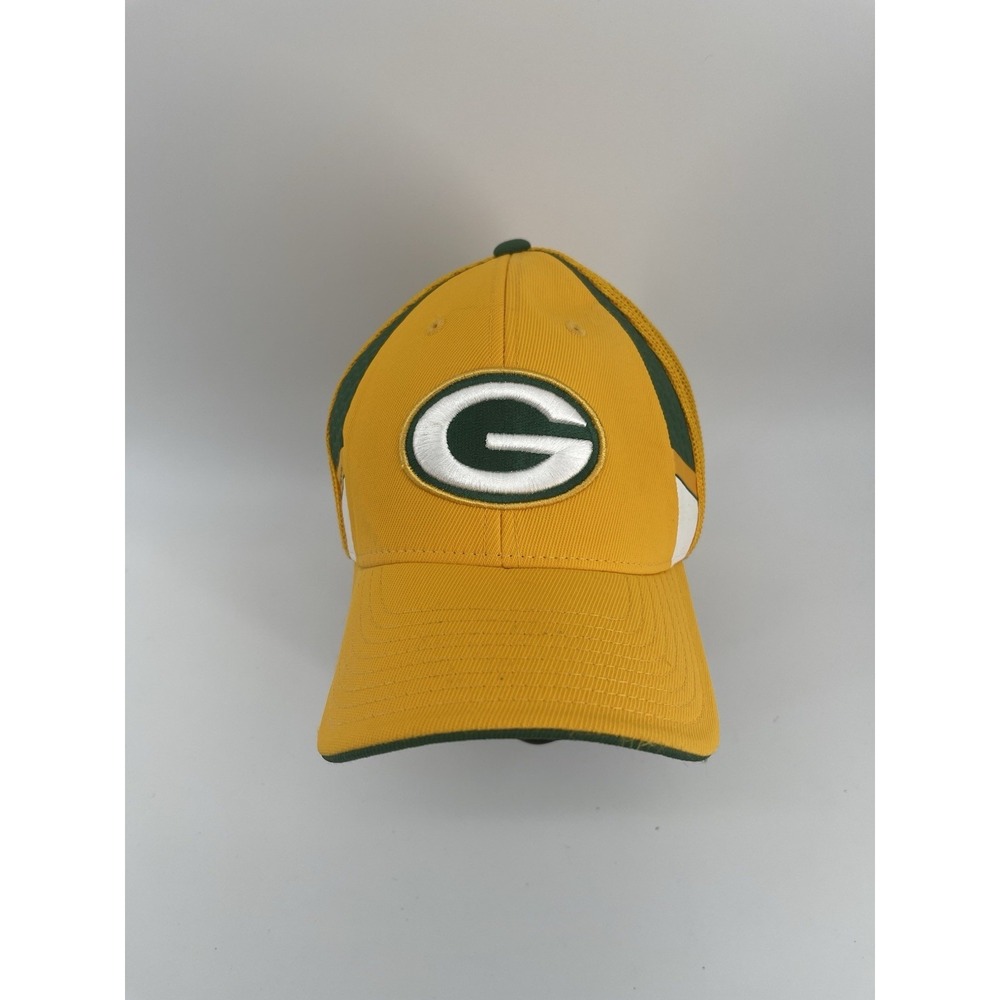 Green Bay Packers Reebok NFL On‎ Field Hat Cap L/XL Yellow Stretch Fit